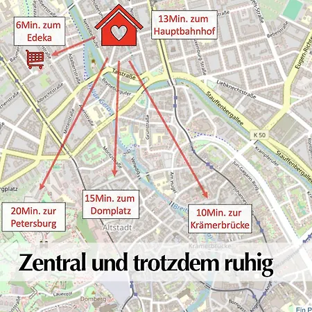 Apartmán Stadtperle Am Plaetschernden Wasser - 50m2 2r Malerische In Lage Erfurt