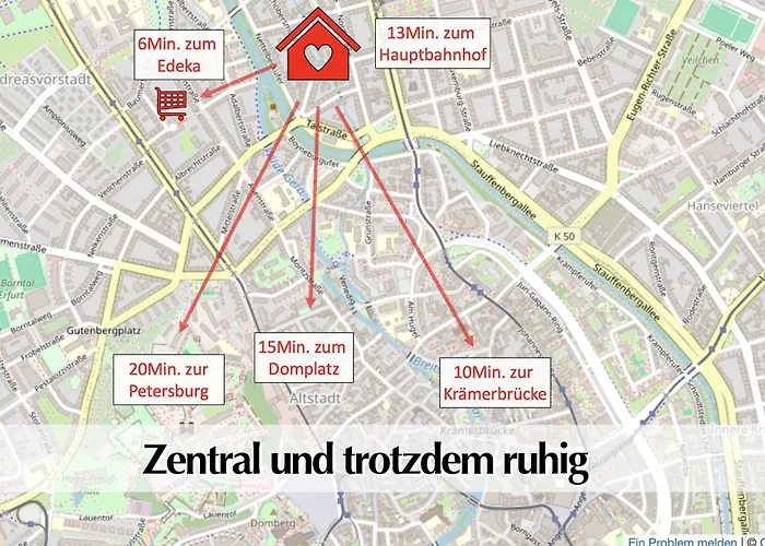 Apartment Stadtperle Am Plätschernden Wasser - 50m2 Zweiraumwohnung In Zentraler Lage Erfurt